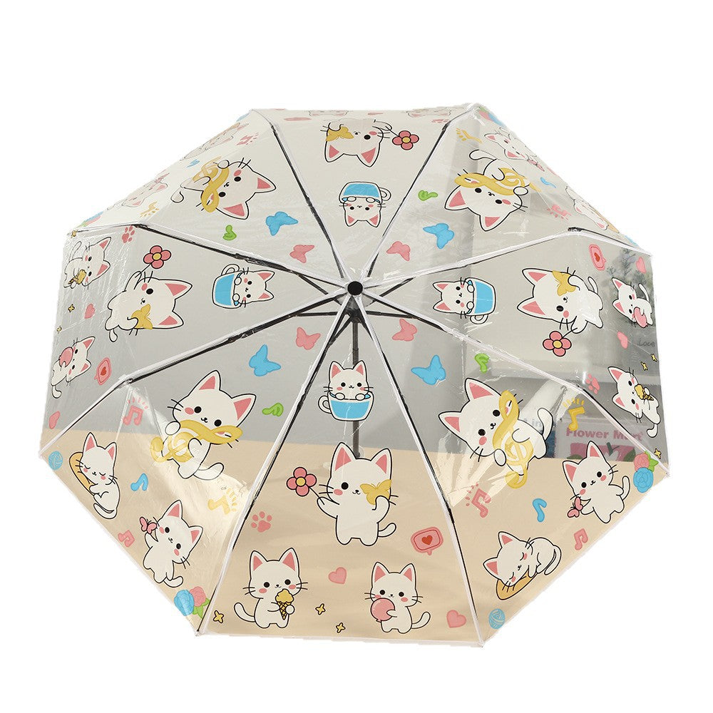 Women's transparent zipper pouch with cute cat designs Bowlift