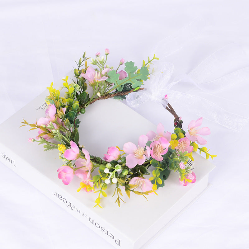 Handmade Romantic Artificial Flower Crown Headband for Bridal and Festival Bowlift
