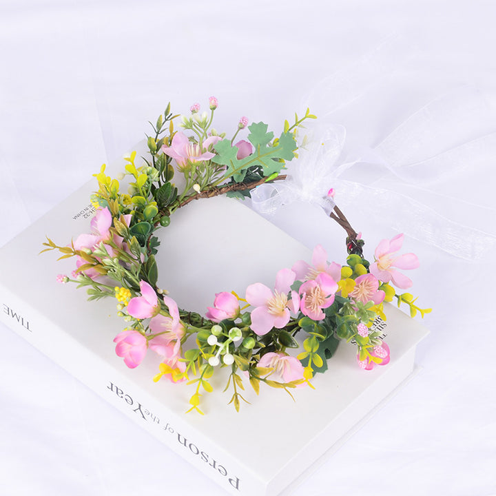 Handmade Romantic Artificial Flower Crown Headband for Bridal and Festival Bowlift
