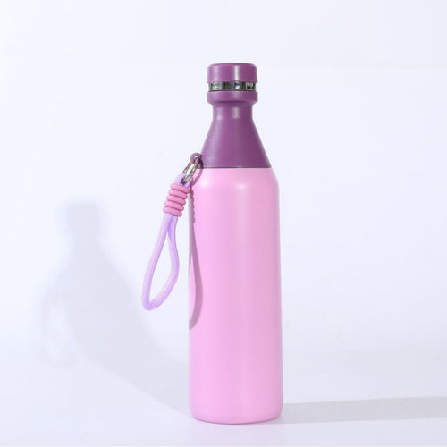 Ladies insulated stainless steel drinking bottle with practical carrying handle Bowlift