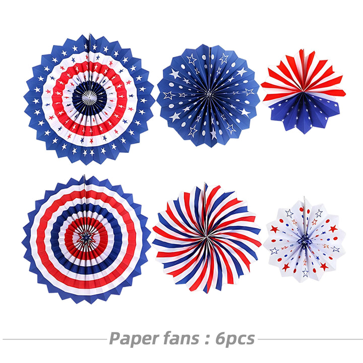 Unisex nan Patriotic Anniversary Disposable Tableware Party Kit with Stars Stripes Plates Cups Napkins Cutlery Banner Bowlift