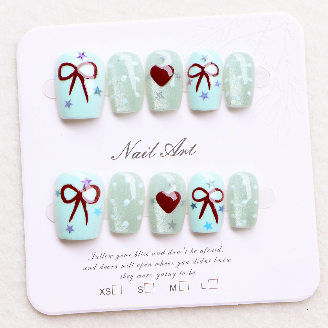 Decorative Holiday-Themed Press-On Nail Art Set Bowlift