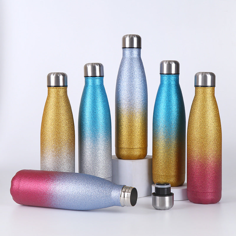 Ladies Insulated Water Bottle with Elegant Glitter Surface Bowlift