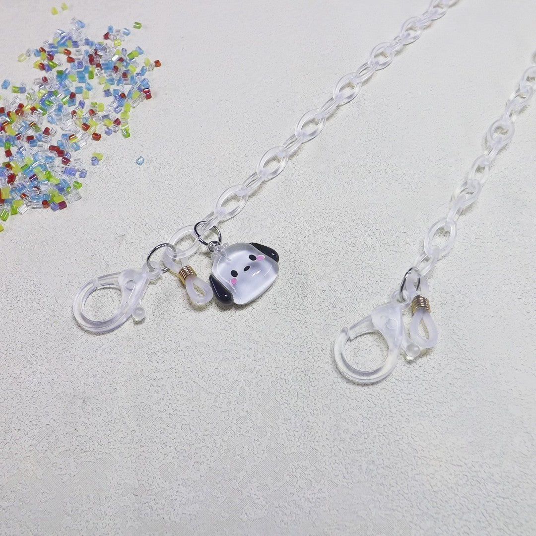 Playful glasses holder chain made of transparent material Bowlift