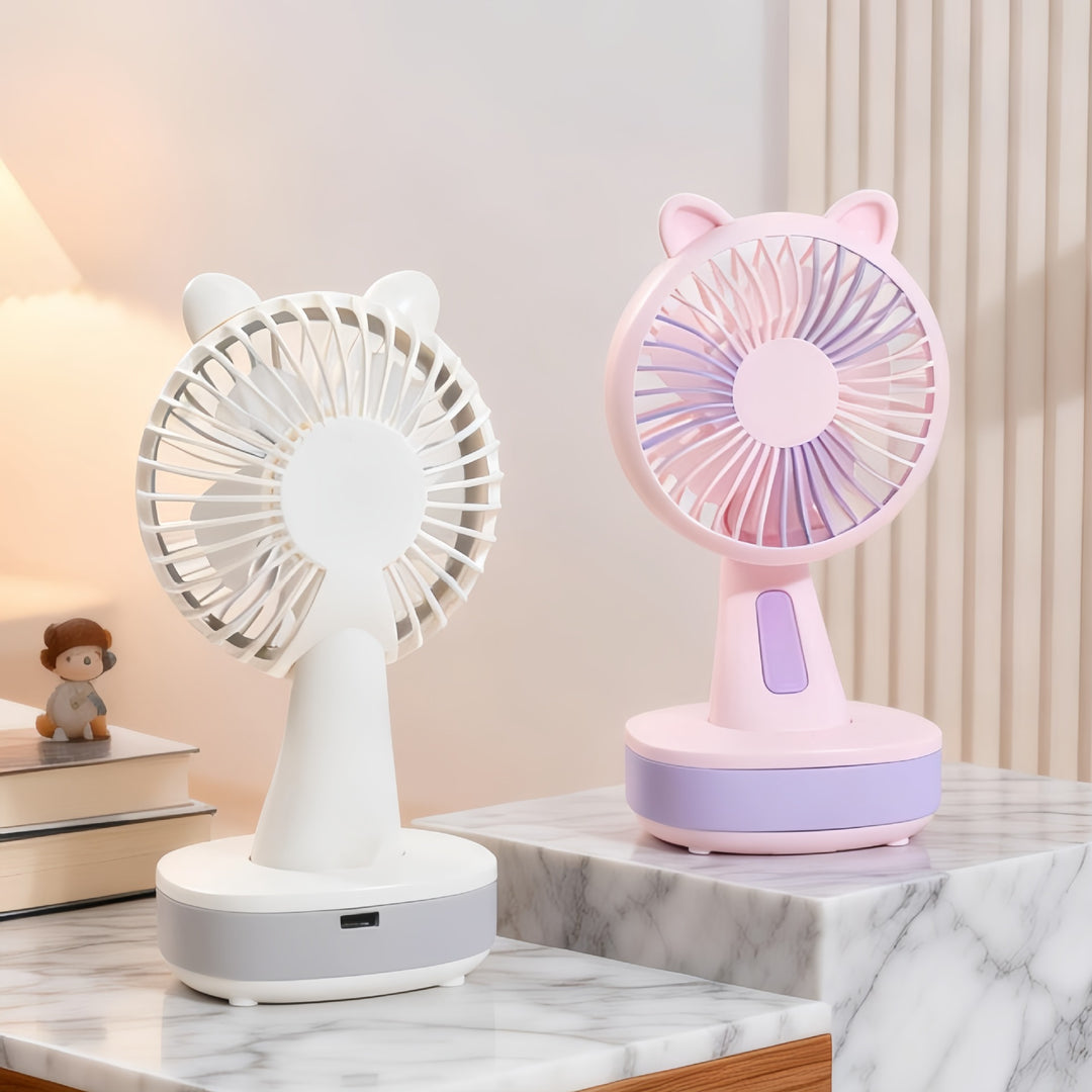 Women's Portable Table Fan with Creative Animal Ears Bowlift