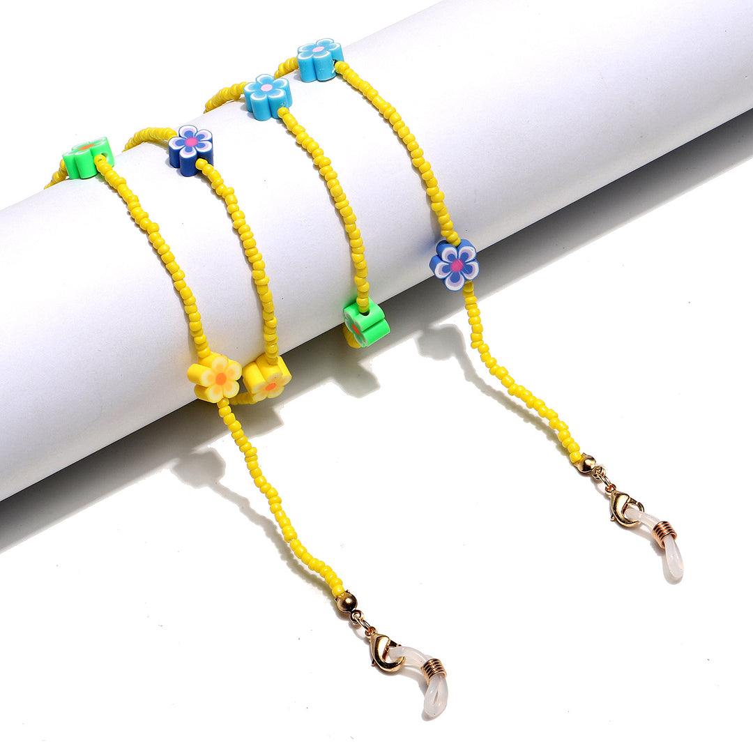 Decorative Flower Beaded Eyewear Chain Bowlift
