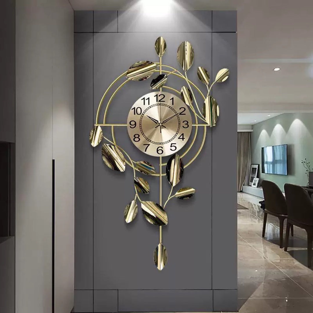 Decorative Wall Clock with Leaf Design Bowlift