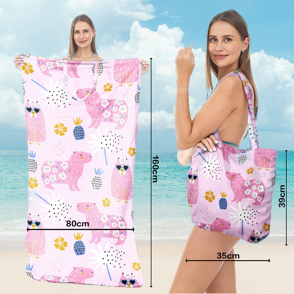 Beach towel with integrated carrying bag Bowlift