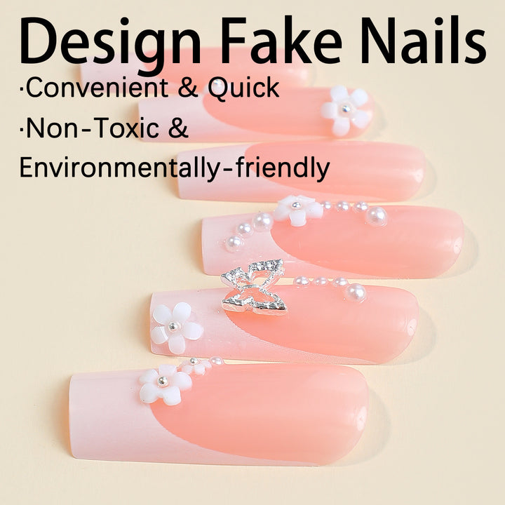 Nail art set with charming flower and butterfly accents Bowlift