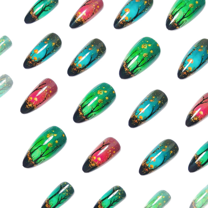 Creative Art Nails with Fascinating Forest and Mushroom Designs Bowlift