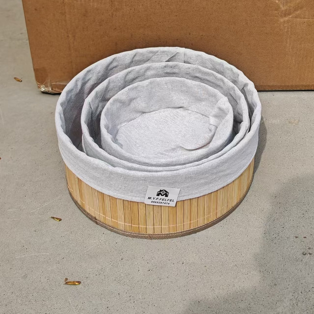 Storage baskets with decorative fabric insert Bowlift