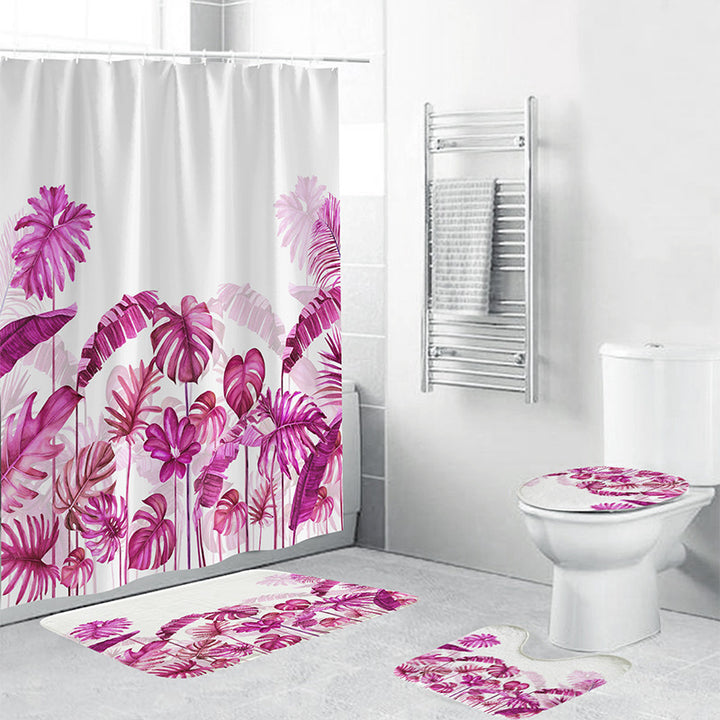 Tropical Leaf Print Bathroom Set Bowlift