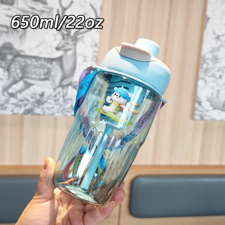 Ladies playful water bottle with removable straw Bowlift