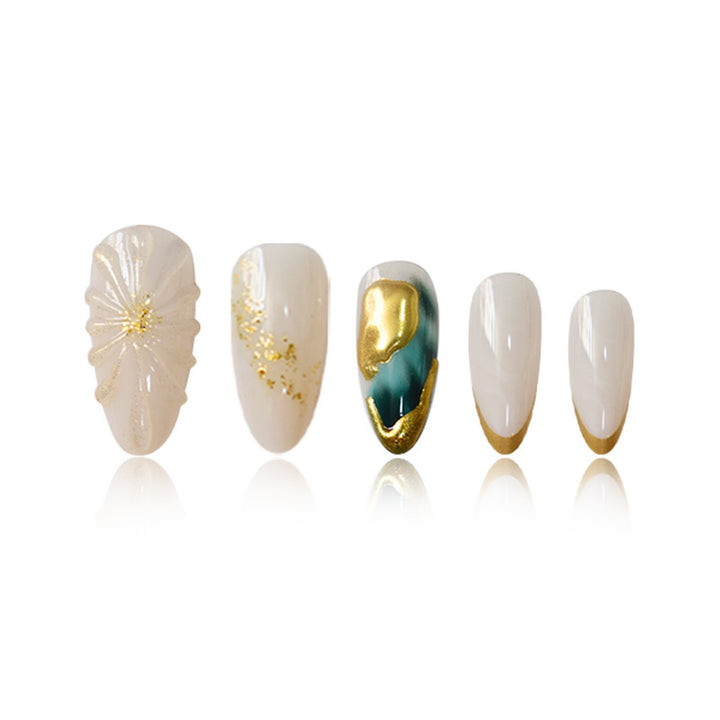 Elegant Artistic Press-On Nail Set Bowlift