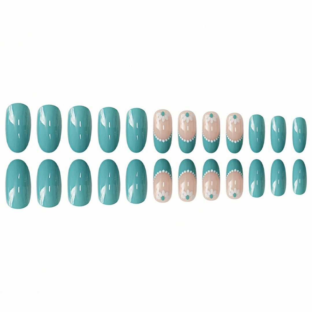 Decorative Floral Gel Press-On Nails Bowlift