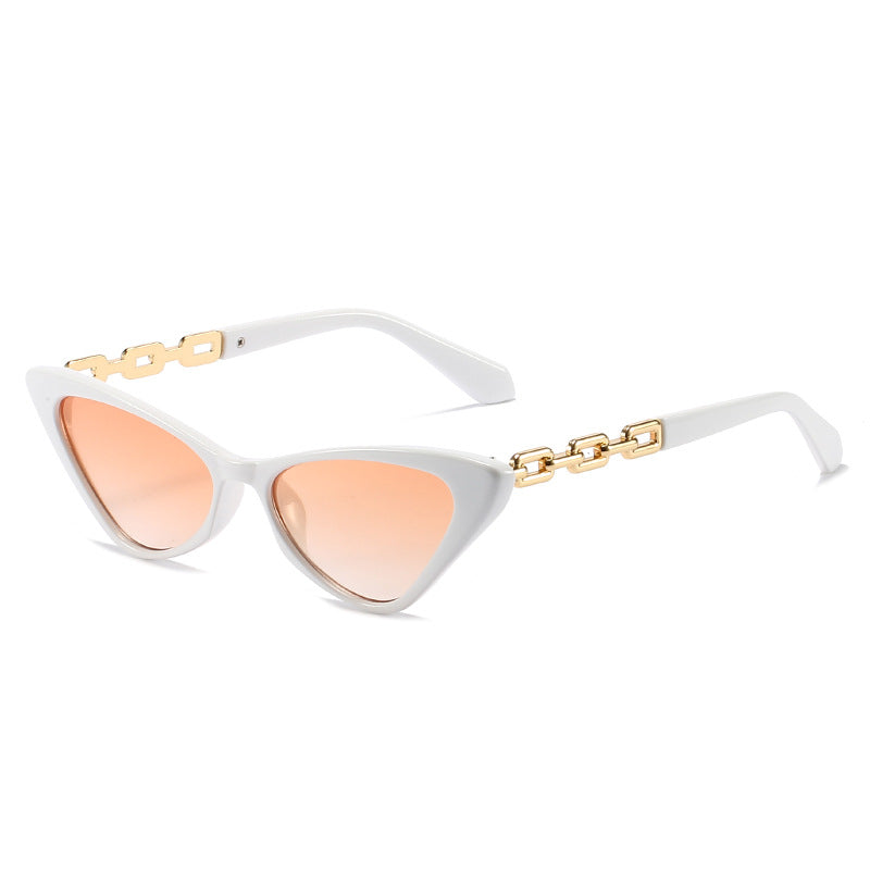 Women Cat-Eye Sunglasses with Stylish Chain Accents Bowlift