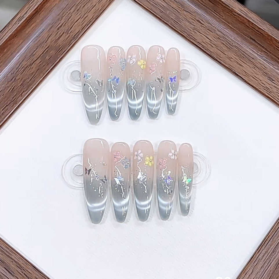 Artistic Floral Design Press-On Nail Set Bowlift