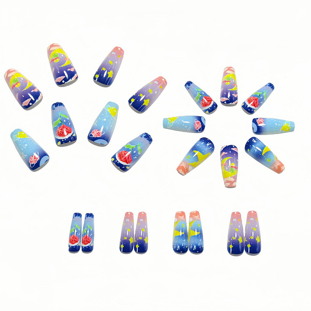 Glamorous artificial nails with colorful 3D designs Bowlift