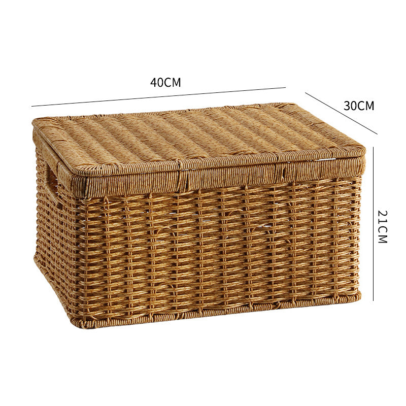 Unisex Rectangular Storage Basket with Decorative Lid Bowlift