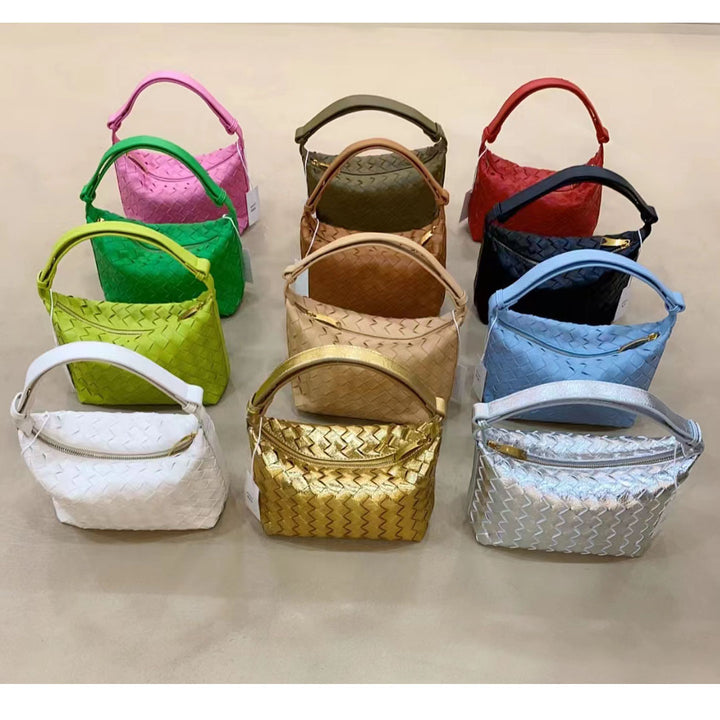 Woven Leather Satchel Bag Bowlift