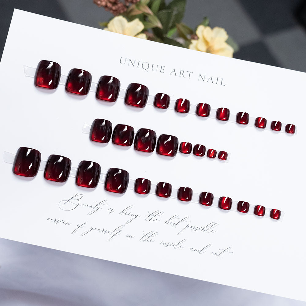 Glossy Red Press-On Nail Set Bowlift