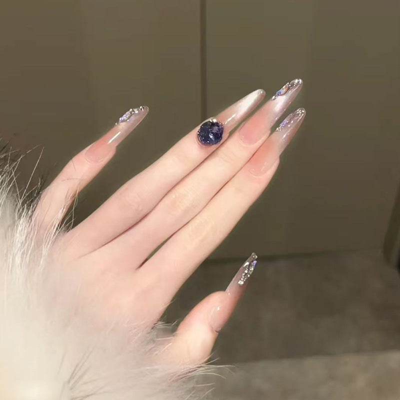 Artistic Stiletto Press-On Nail Set with Glitter and Gemstone Accents Bowlift