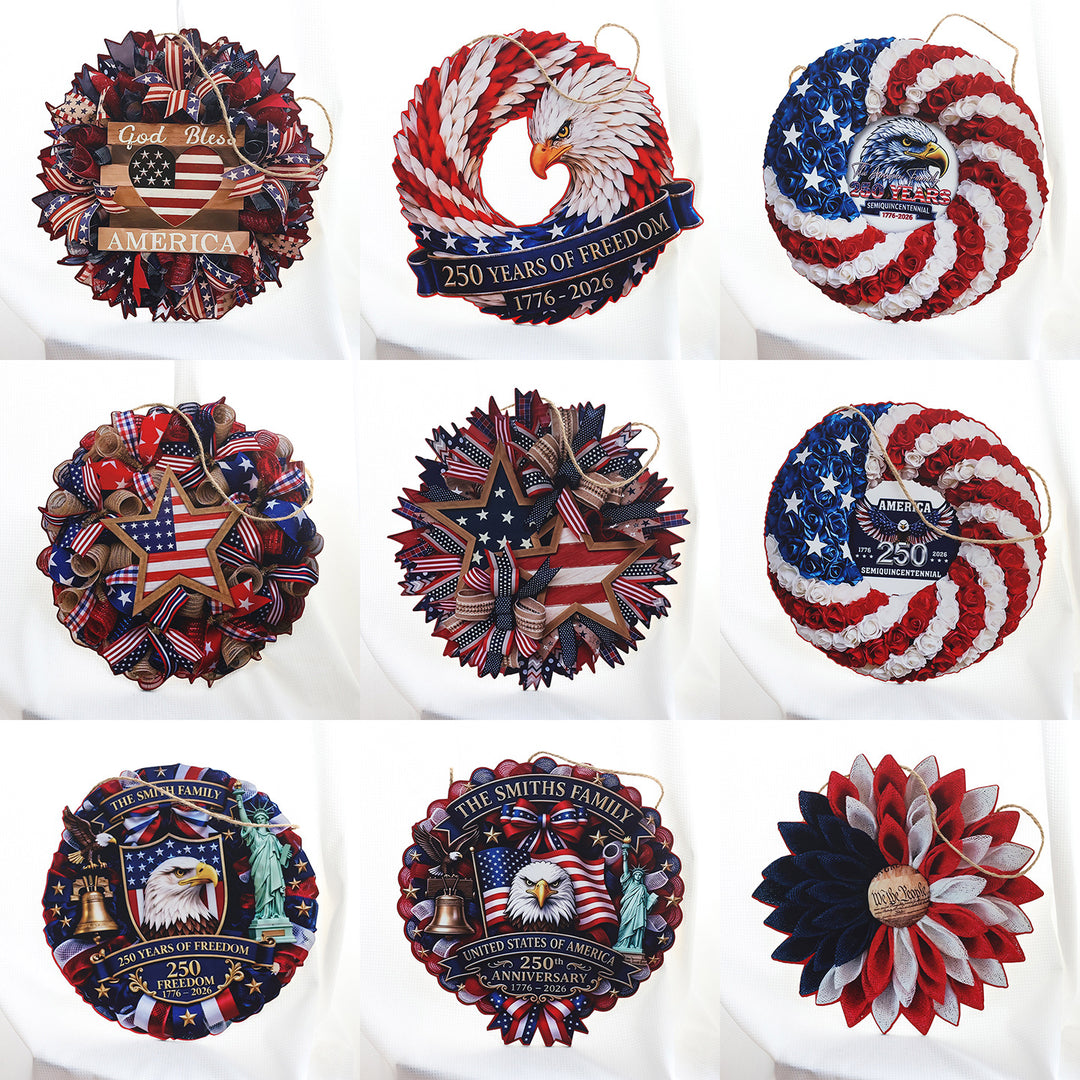 Unisex nan Patriotic Americana Burlap Ribbon Star Door Wreath with Jute Hanger Bowlift