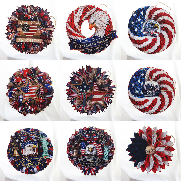 Unisex nan Patriotic Americana Burlap Ribbon Star Door Wreath with Jute Hanger Bowlift