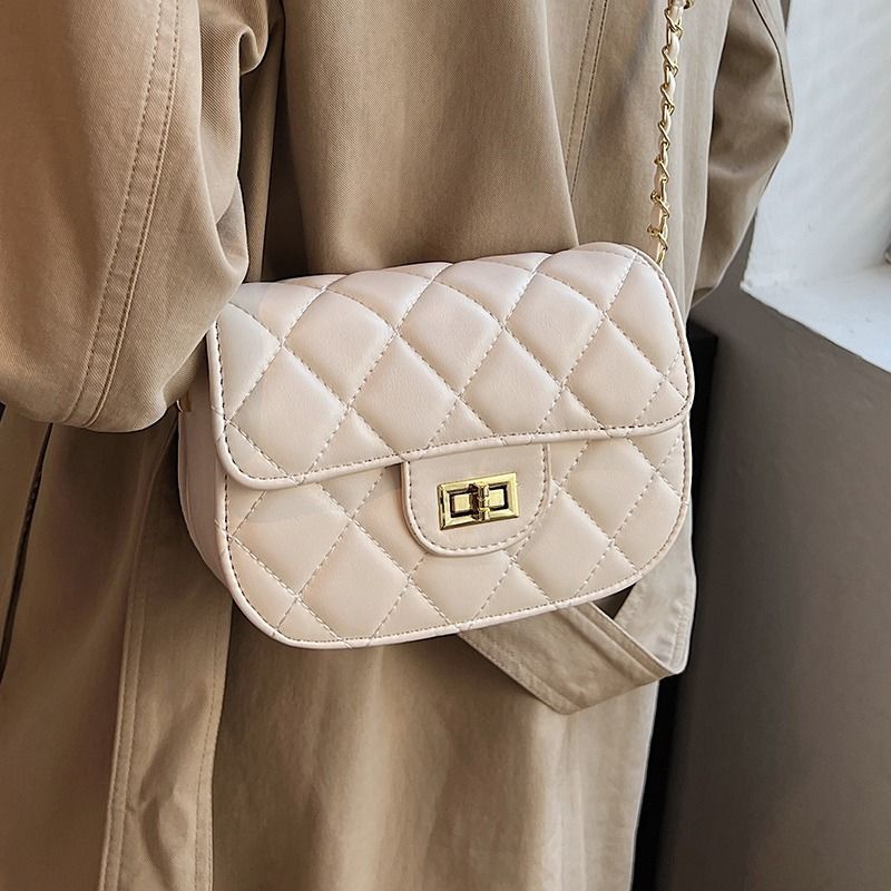 Quilted Chain-Detail Crossbody Bag Bowlift