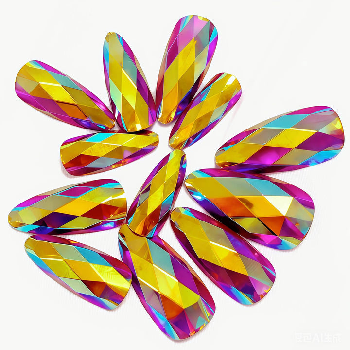 Decorative Faceted Press-On Nail Tips Bowlift