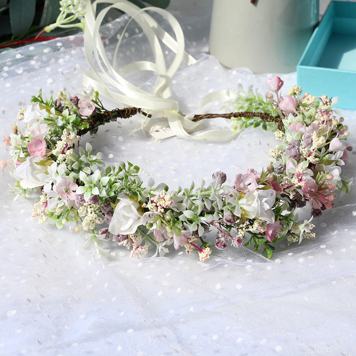 Handmade Romantic Artificial Flower Crown Headband for Bridal and Festival Bowlift