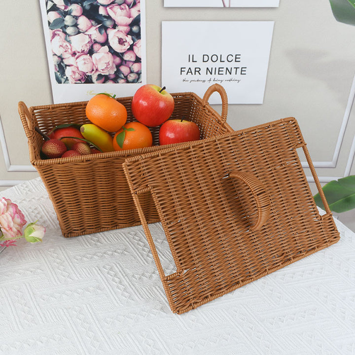Handcrafted Woven Storage Basket with Lid Bowlift
