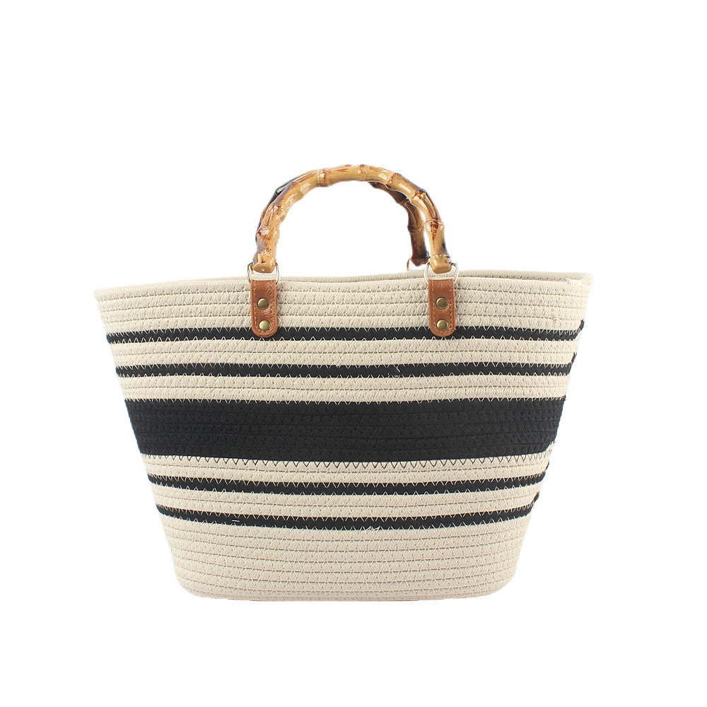 Stylish beach bag with bamboo handles Bowlift
