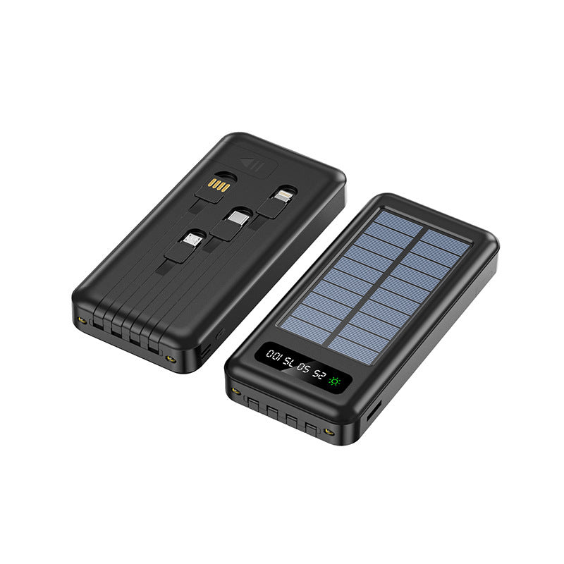 Portable solar power bank with integrated charging cable and digital display Bowlift