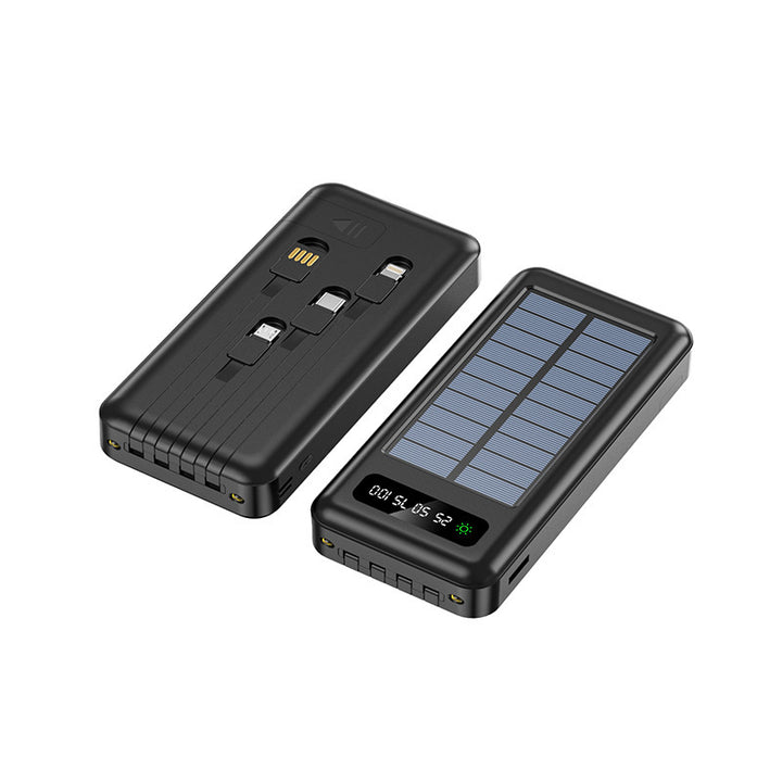 Portable solar power bank with integrated charging cable and digital display Bowlift