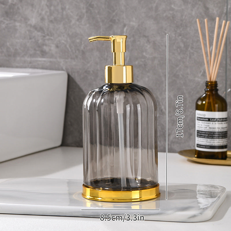 Ribbed Glass Soap Dispenser with Gold Pump Refillable Lotion Bottle Bowlift