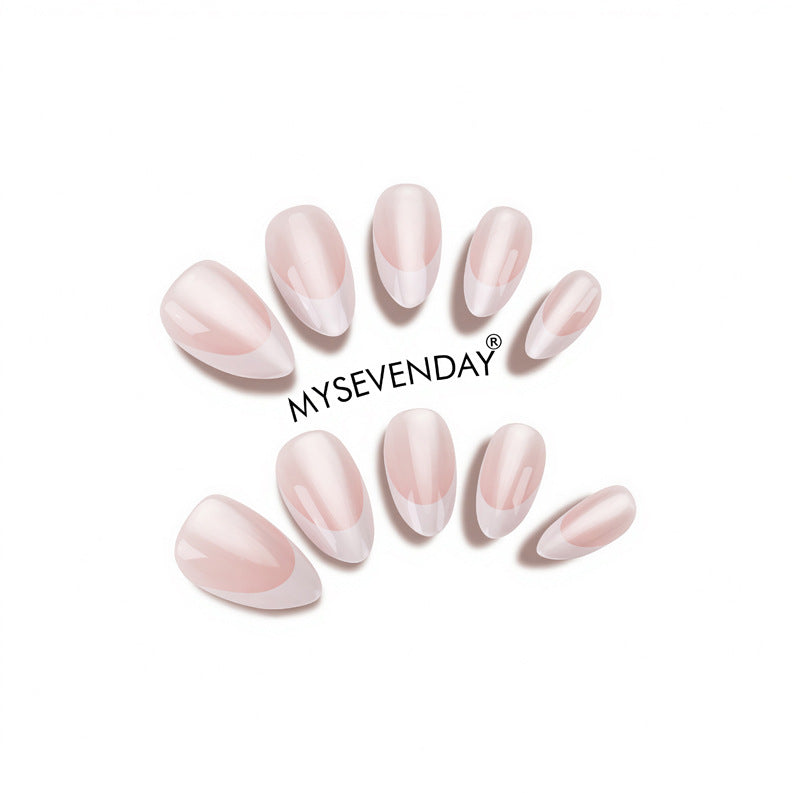 Elegant French Tip Press-On Nail Art Bowlift