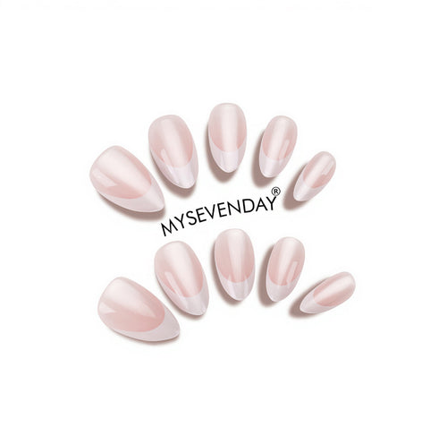 Elegant French Tip Press-On Nail Art Bowlift