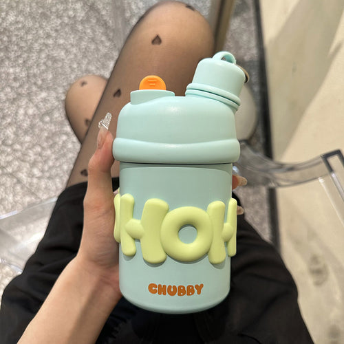 Ladies insulated water bottle with ergonomic carrying handle and cheerful design Bowlift