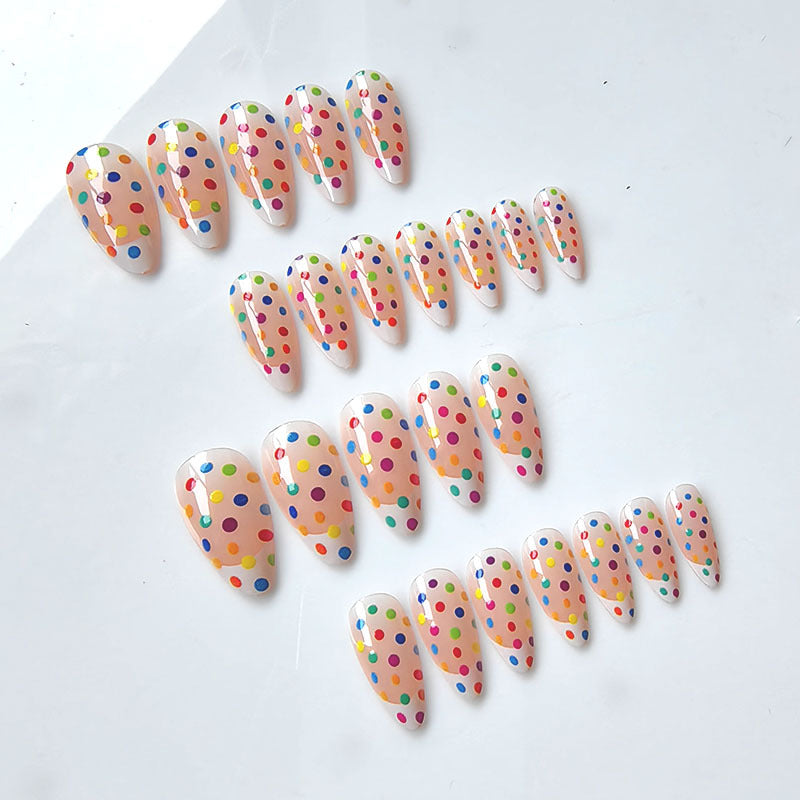 Artificial artificial nails with colorful dot design Bowlift