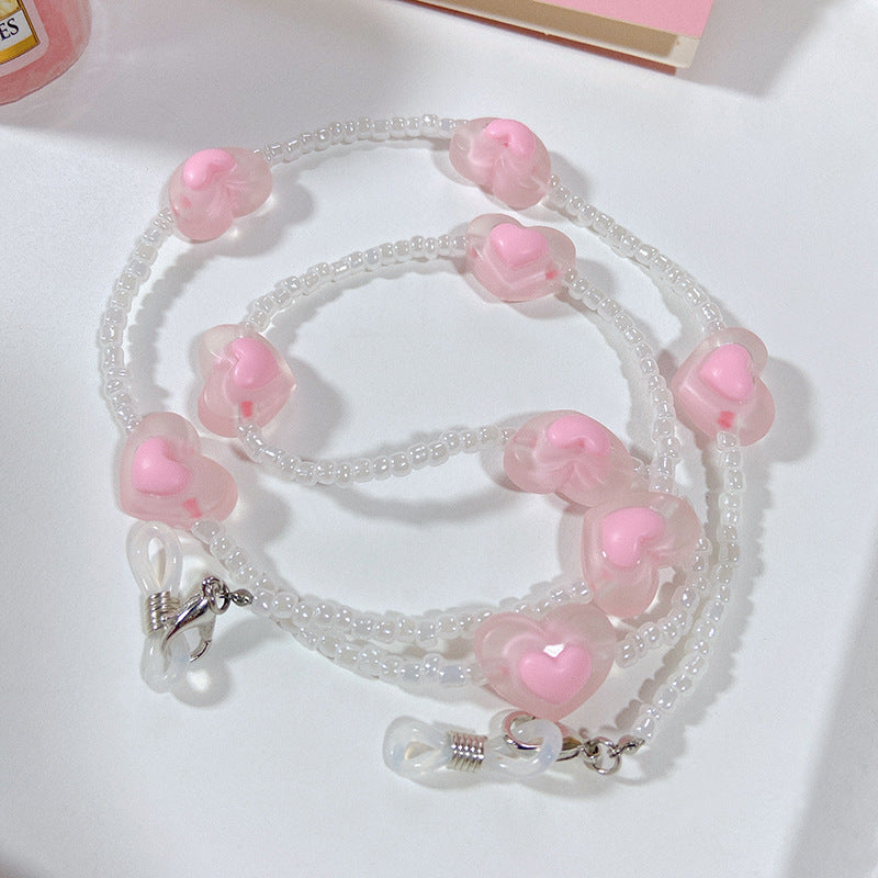 Fashionable glasses strap with heart pendants Bowlift