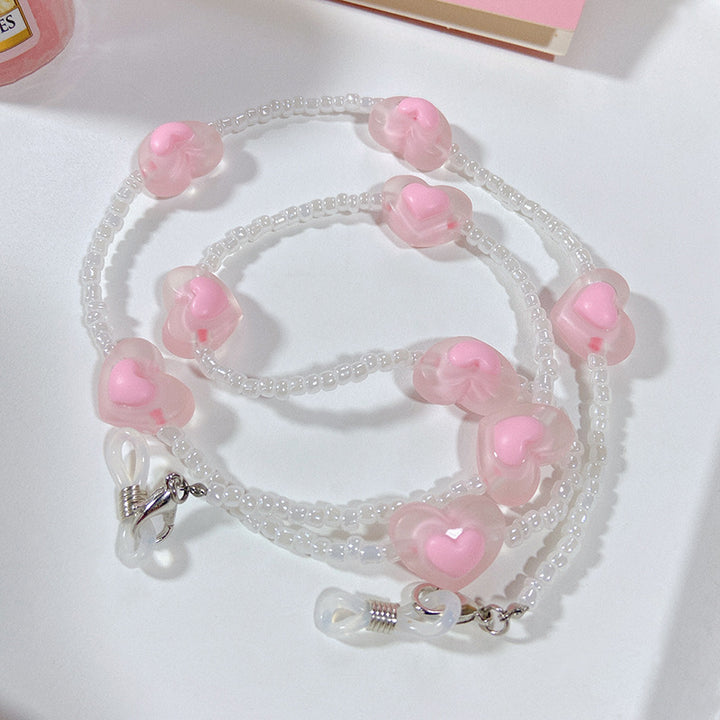 Fashionable glasses strap with heart pendants Bowlift