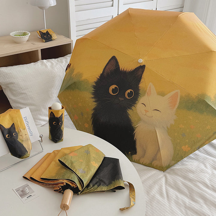 Women's Automatic Umbrella with Unique Cat Design Bowlift