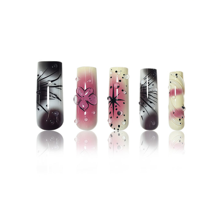Artistic Ombre Floral Press-On Nail Extensions Bowlift