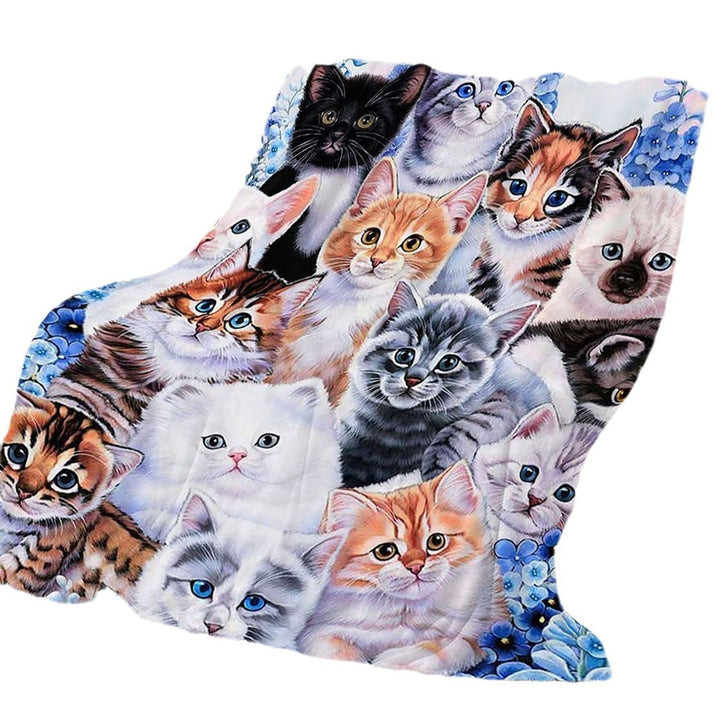 Artistic Cat-Themed Fleece Throw Blanket