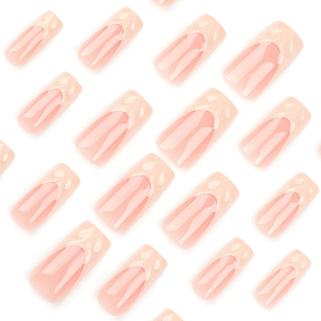 Artificial High-Quality Nail Extensions with Floral Design and Glossy Finish Bowlift
