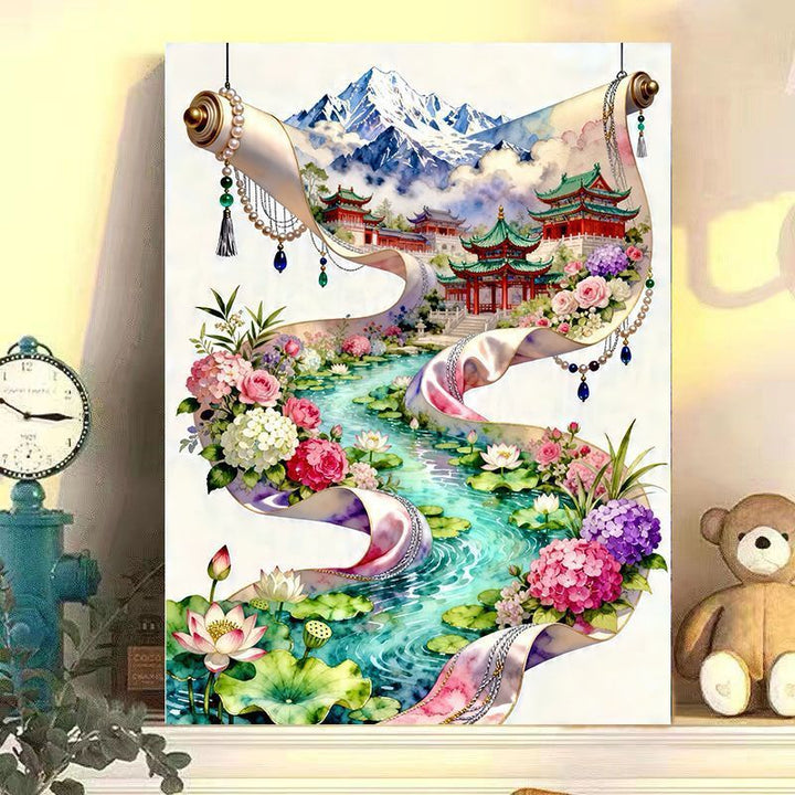 Elegant Chinese Landscape Scroll Art Print Bowlift