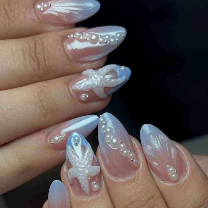 Elegant Beaded Acrylic Nail Art Bowlift