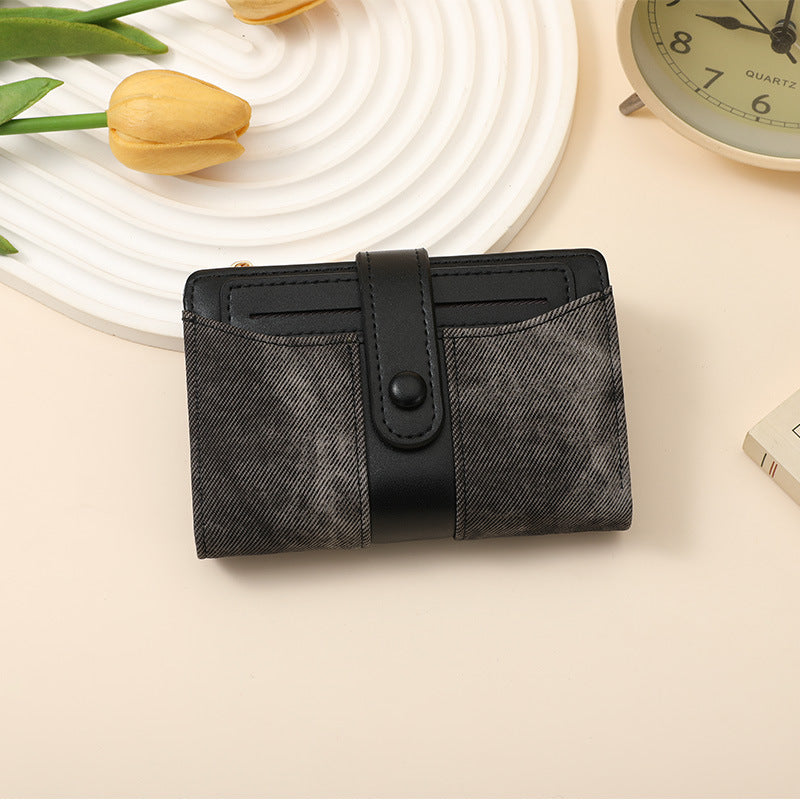 Textured Multi-Pocket Snap Closure Wallet Bowlift