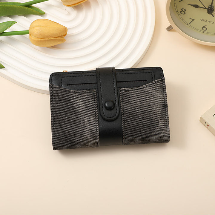 Textured Multi-Pocket Snap Closure Wallet Bowlift